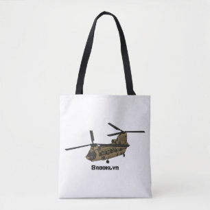 Kinook militär helikopterillustration tygkasse