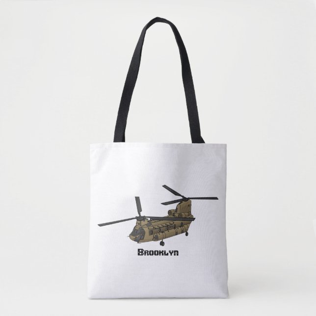 Kinook militär helikopterillustration tygkasse (Framsida)