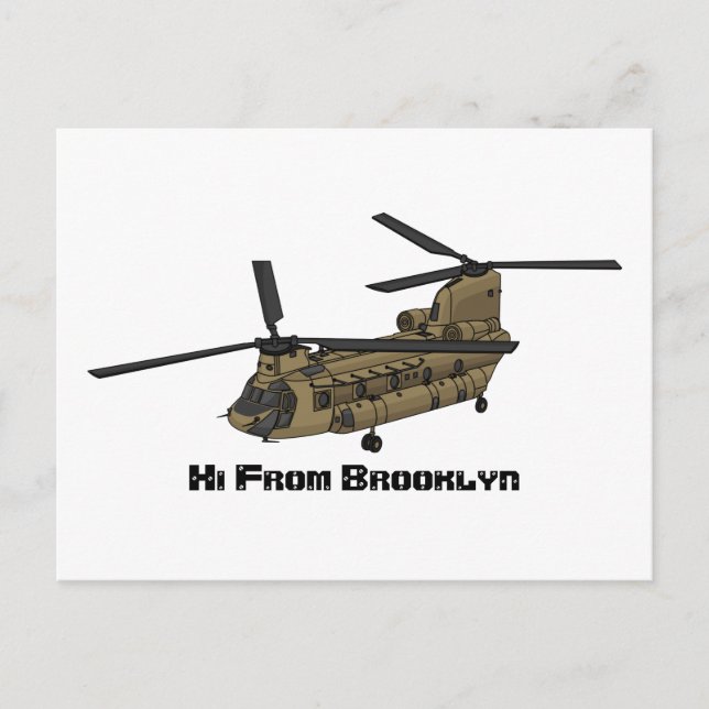 Kinook militär helikopterillustration vykort (Framsida)