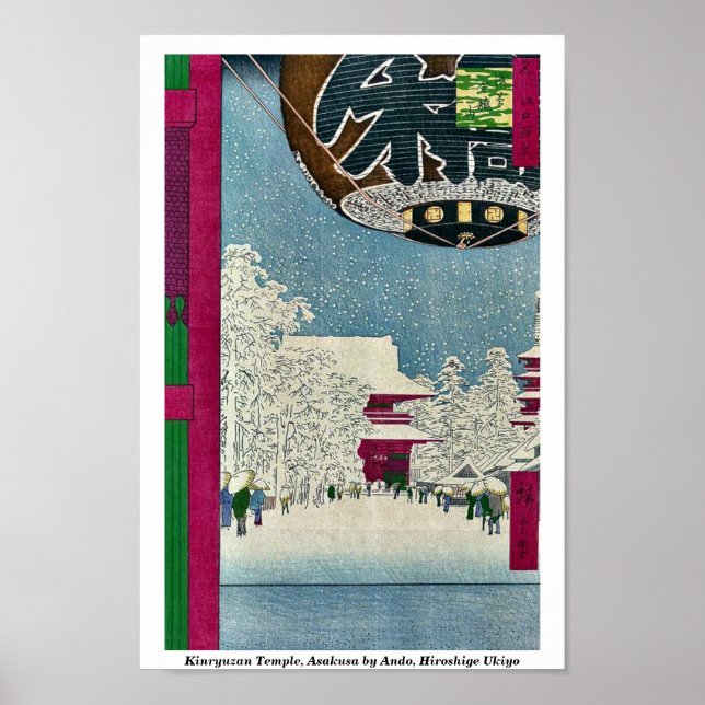 Kinryuzan Temple, Asakusa av Ando, Hiroshige Ukiyo Poster (Framsidan)
