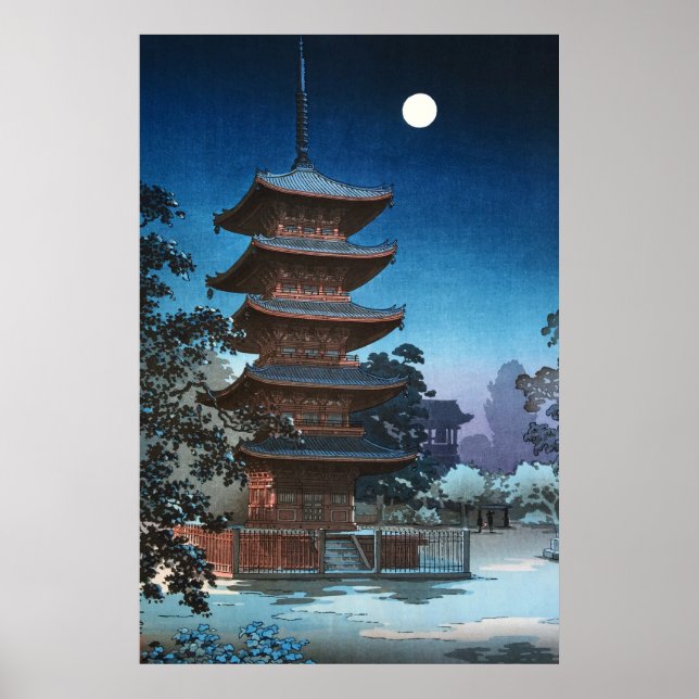 Kinryuzan Temple i Asakusa av Tsuchiya Koitsu Poster (Framsidan)