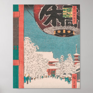 Kinryuzan Temple Snö Scene Vintage Ukiyo-e Japan Poster