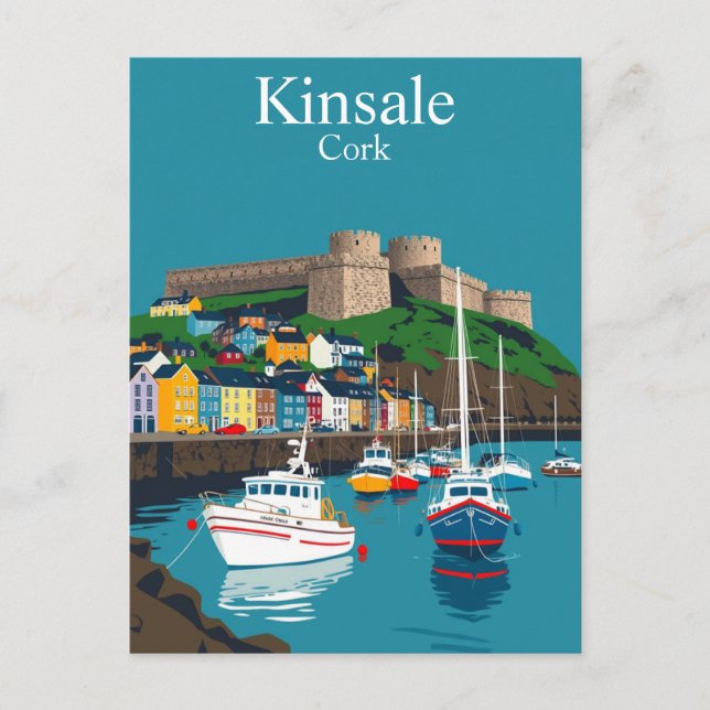 Kinsale Kork Ireland Irish Coastal Village Vykort (Framsida)