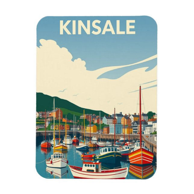 Kinsale Kork Ireland Travel Retro Magnet (Vertikal)