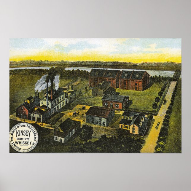 Kinsey Distillery Whiskey Linfield PA Poster (Framsidan)