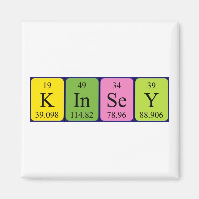 Kinsey periodiskt bord namn magnet (Framsidan)