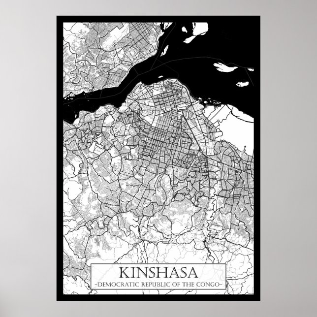 Kinshasa DR Kongo Karta Poster (Framsidan)