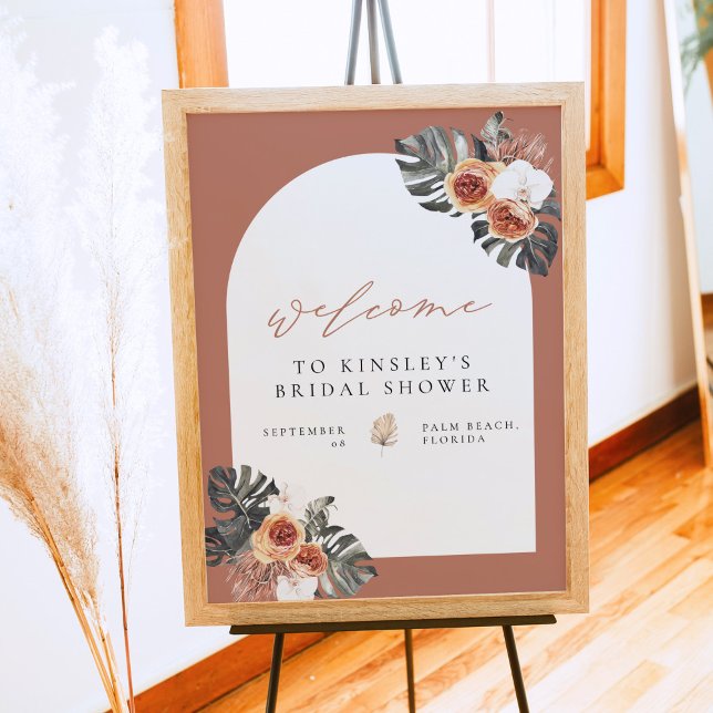 KINSLEY Boho Terracotta Bröllopsfest Välkomstskylt Poster (Skapare uppladdad)