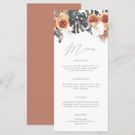 KINSLEY Boho Terracotta Long Bröllop Menu Card Meny