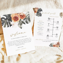 KINSLEY Boho Terracotta Tropical Bröllop Timeline Inbjudningar