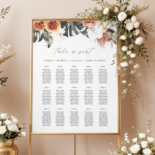 KINSLEY Boho Terrakotta Palm Bröllopsplatskarta Poster