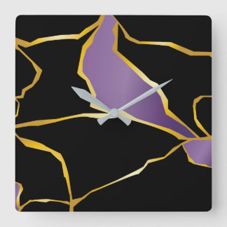 Kintsugi Amethyst Accents Fyrkantig Klocka