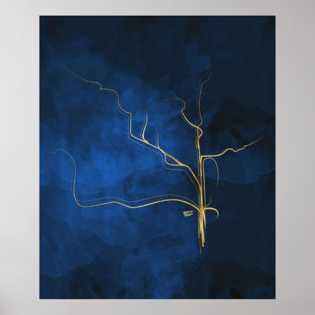 Kintsugi Electric Blue guld kintsugi japan morsa Poster (Framsidan)