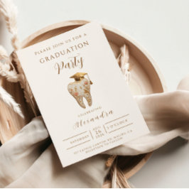 Kintsugi Floral Tooth Graduation Party Inbjudningar