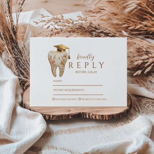 Kintsugi Floral Tooth Graduation Party OSA Kort (Skapare uppladdad)