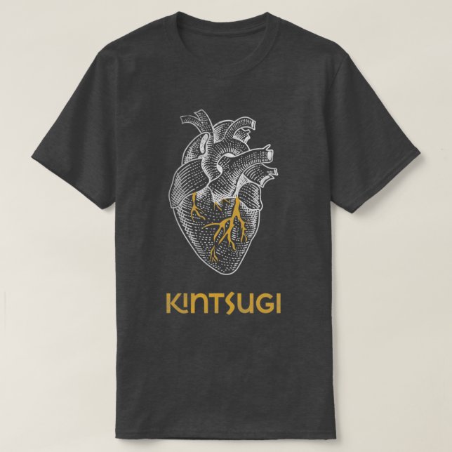 Kintsugi Japanese Pottery Heart with Gold T Shirt (Design framsida)