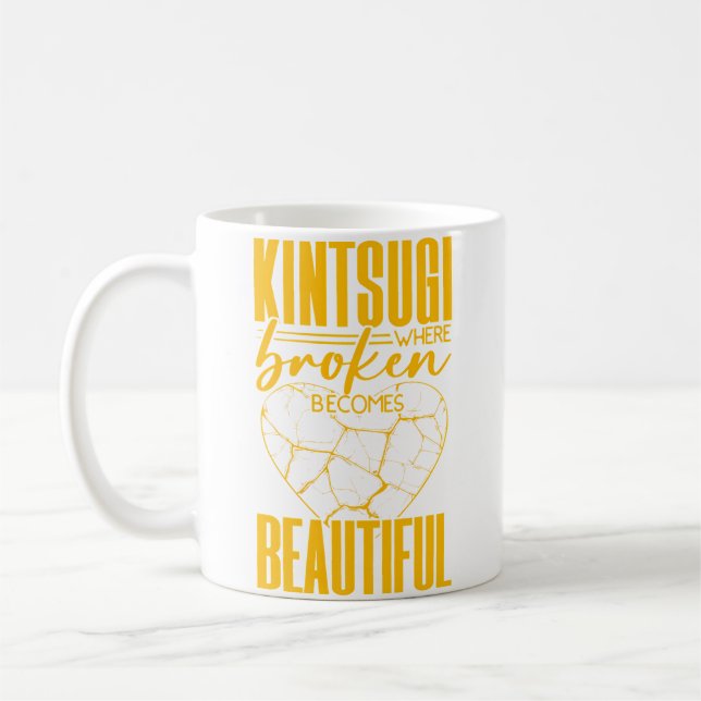 Kintsugi  Kintsukuroi Imperfect Japanese Art Potte Kaffemugg (Vänster)