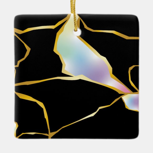 Kintsugi med Multifärgad Jewel Tone Julgransprydnad Keramik (Framsida)