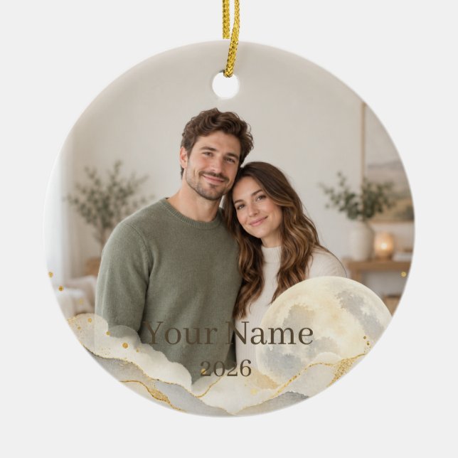 Kintsugi Moon Custom Photo Ornament (Framsidan)