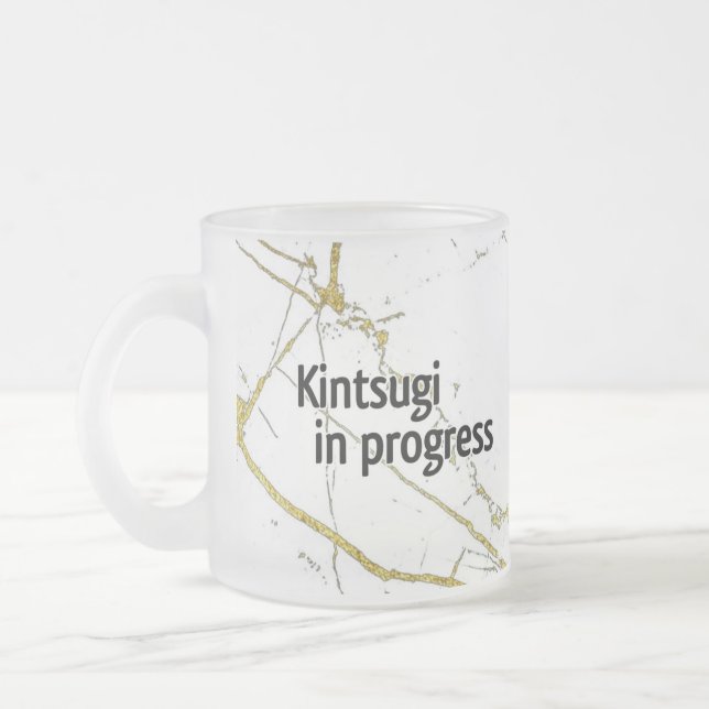 Kintsugi mug crystal frostad glasmugg (Vänster)