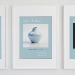 Kintsugi Pottery Poster Series | Blek blå