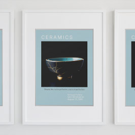Kintsugi Pottery Poster Series | Blek blå