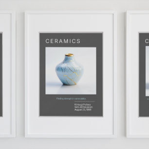 Kintsugi Pottery Poster Series GRÅTT