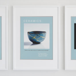 Kintsugi Pottery Poster Series | Mjukt blå