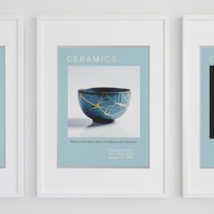 Kintsugi Pottery Poster Series Mjukt blå