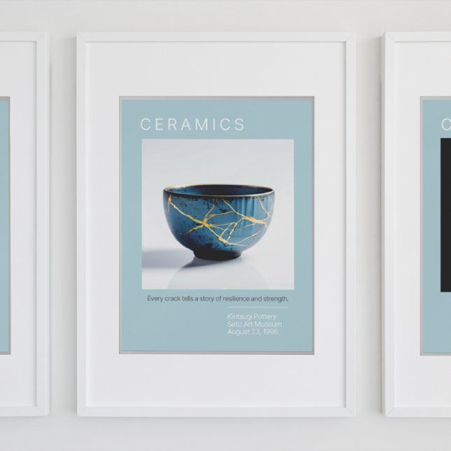 Kintsugi Pottery Poster Series | Mjukt blå (Skapare uppladdad)