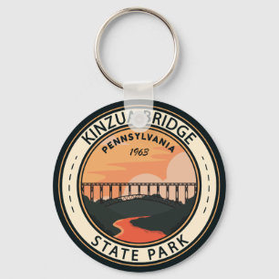 Kinzua Bridge State Park Pennsylvania Retro Badge Nyckelring