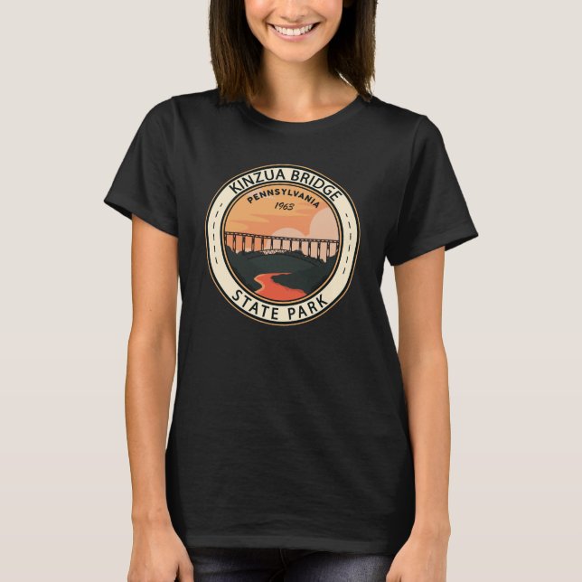 Kinzua Bridge State Park Pennsylvania Retro Badge T Shirt (Framsida)