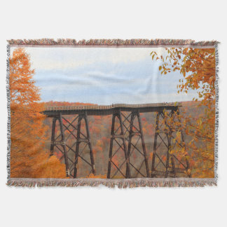 Kinzua Railroad Bridge Skywalfall Foliage Färg Filt