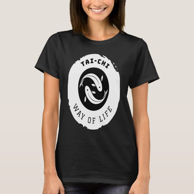 Kio Fish Tai Chi Ying Yang Balance Taoism Meditati T Shirt (Framsida)