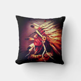 "Kiowa Chief" original art Throw Pillow Kudde