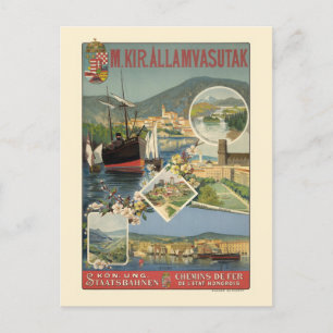 Kir. Allamvasutak Hungary Vintage affisch 1890 Vykort