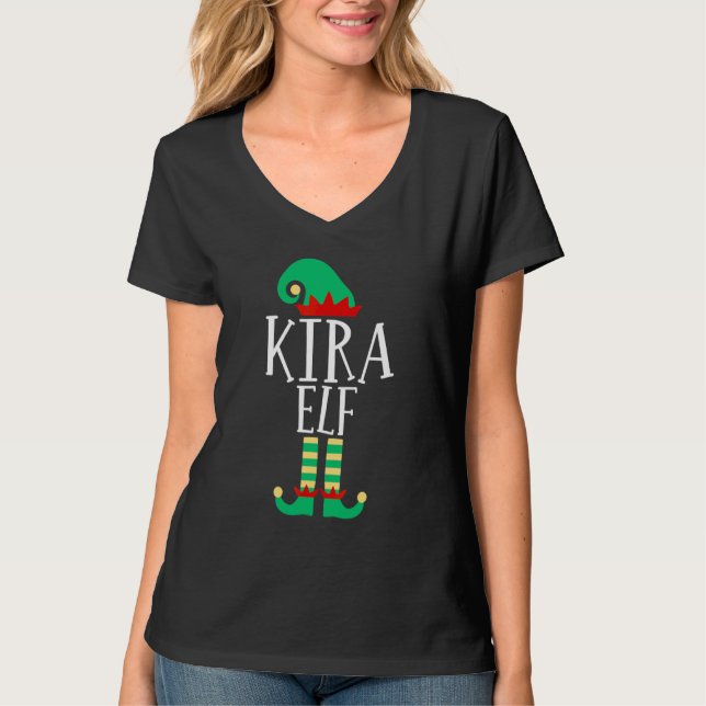 Kira-älg familjematchande julpyjamas t shirt (Framsida)
