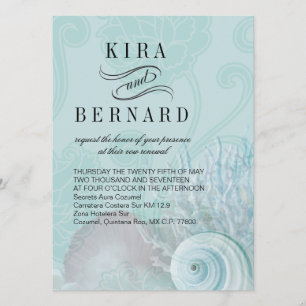 Kira Seashell Dreams Beach Wedding aqua Inbjudningar