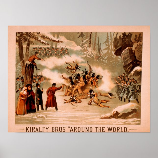 Kiralfy "Värld runt" Indian Massacre Poster (Framsidan)