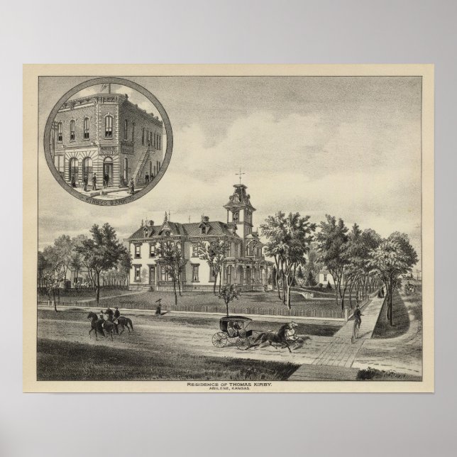 Kirby, hemvist och Bank, Abilene, Kansas Poster (Framsidan)