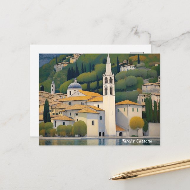 Kirche Cassone Gustav Klimt Painting Captivating Vykort (Fram/Back In Situ)