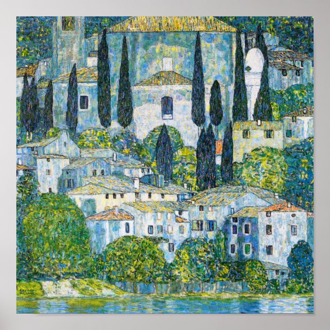 Kirche i Cassone av Gustav Klimt Poster (Framsidan)