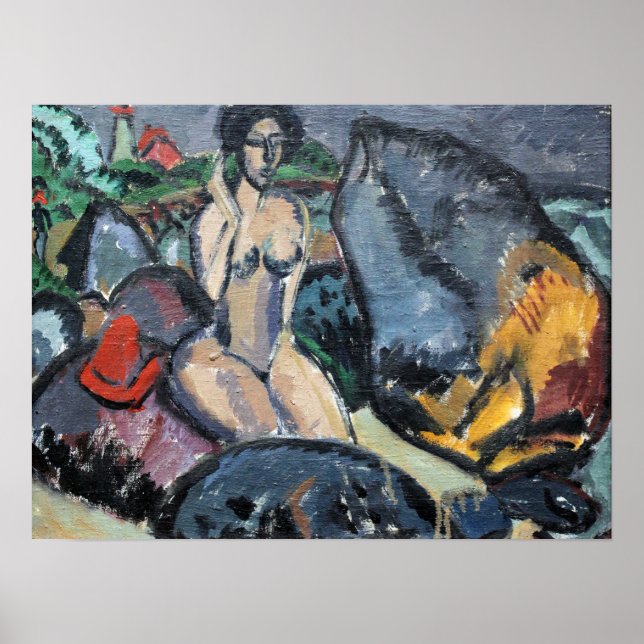 Kirchner - Badare Bland Stenar 1912 Poster (Framsidan)