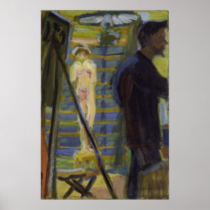 Kirchner - Erich Heckel och modell i ateljén 1… Poster