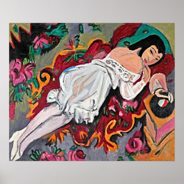 Kirchner Flicka i Vit Kemis Konstaffisch Poster (Framsidan)