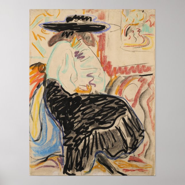 Kirchner - sittande kvinna i Studio Poster (Framsidan)