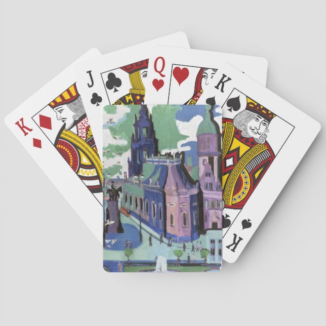 Kirchner Vy över Dresden Schlossplatz Finkonst Casinokort (Baksidan)