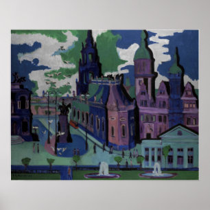 Kirchner - vy över Dresden Schlossplatz Poster