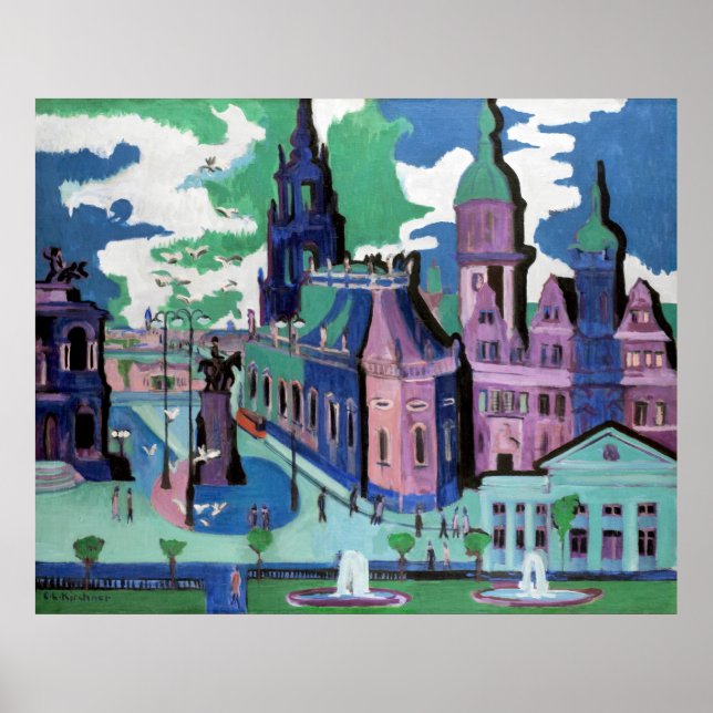 Kirchners syn på Dresden Schlossplatz Poster (Framsidan)