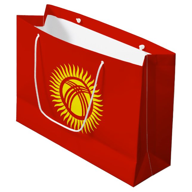 Kirgizistan flagga (Framsidan Vinklad)